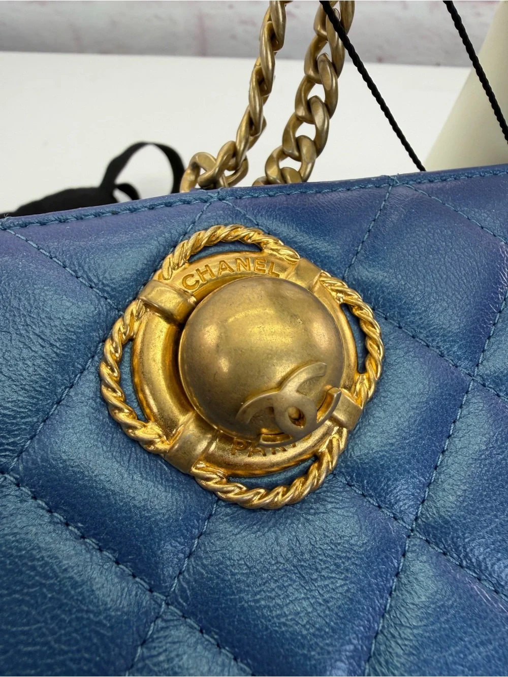 Chanel Evening by the Sea Blue Quilted Clutch Bag